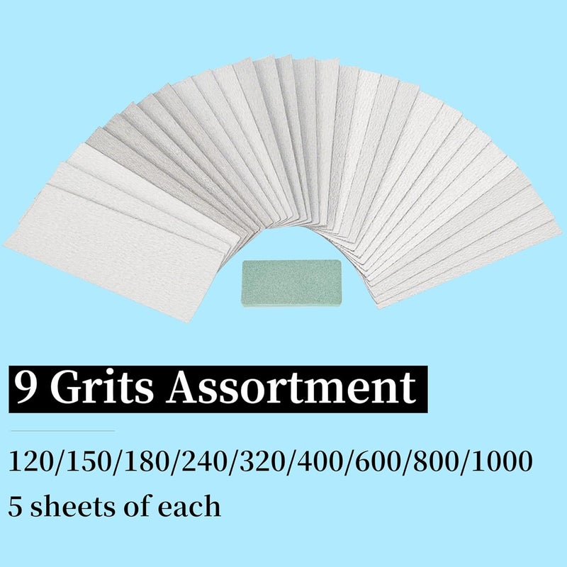 VRKET Dry Sandpaper Set,45 Sheets of 120 to 1000 Grit Sandpaper with Sanding Block Sander for Wood Furniture Finishing Metal Automotive Sanding Polishing - Image 3